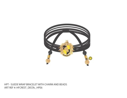 HARRY POTTER - HUFFLEPUFF SUEDE WRAP BRACELET WITH CHARM AND BEADS