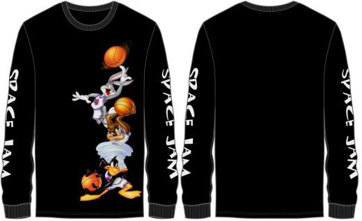 SPACE JAM - Shooting Hoops W/ Sleeve Hits Men's Black LS