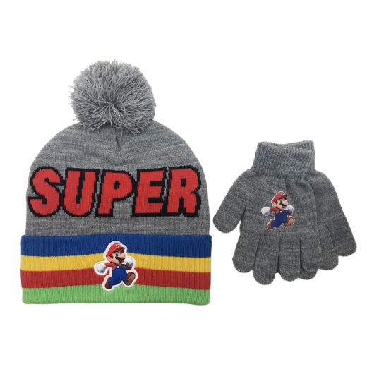 Super Mario Bros. Running Kids Pom Beanie & Gloves Set