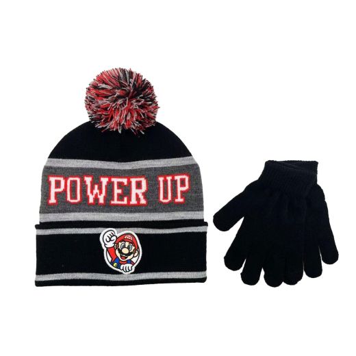 Super Mario Bros. Power Up Kids Pom Beanie & Gloves Set