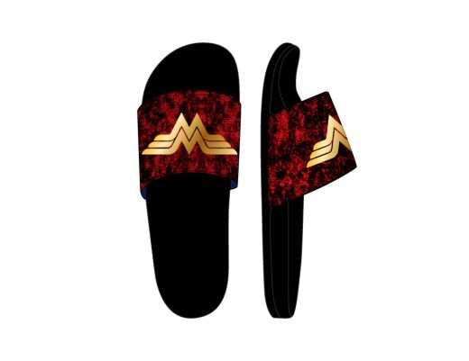 DC COMICS - WONDER WOMAN â Foil/Velvet PVC INJ Athletic Slide Slipper