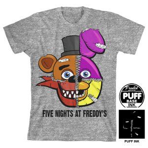 FIVE NIGHTS AT FREDDY'S - Split Face Character Boy's Grey Tee