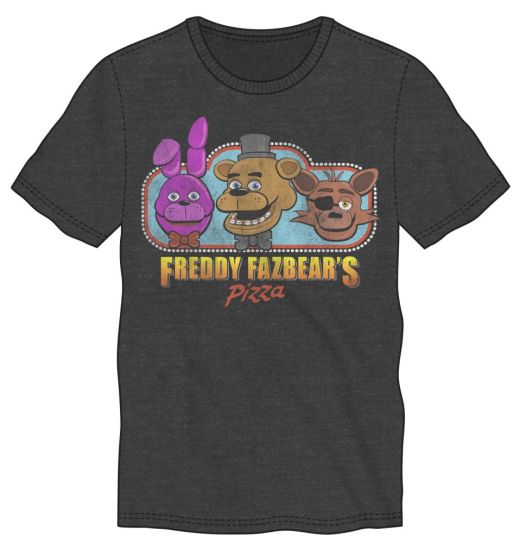 FIVE NIGHTS AT FREDDY'S - 3 Character Pizza Men's Tee Charcoal Heather