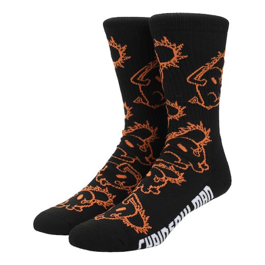 CRUNCHYROLL - Pochita AOP with kanji on black Socks