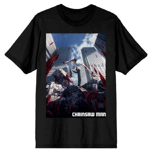 CHAINSAW MAN - Bloody Buildings Mens Black Tee