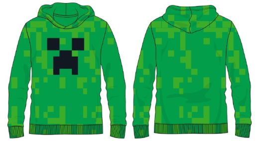 MINECRAFT -Boys Green Hoody Creeper Face Pattern Fill (S-1,M-1,L-1,XL-1)