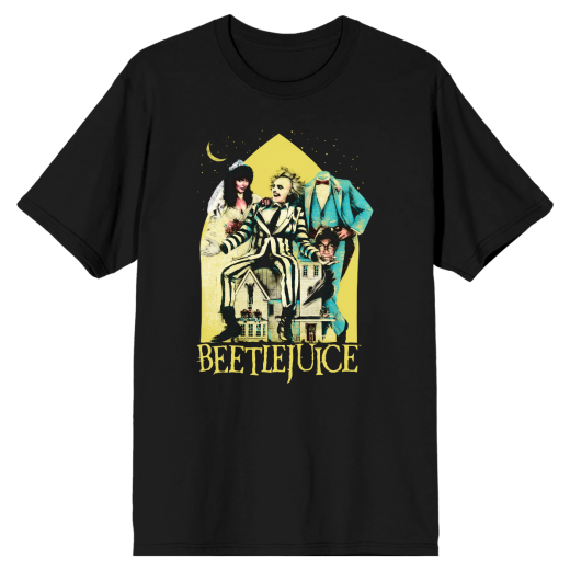 BEETLEJUICE - Stars and Moon Mens Black Tee