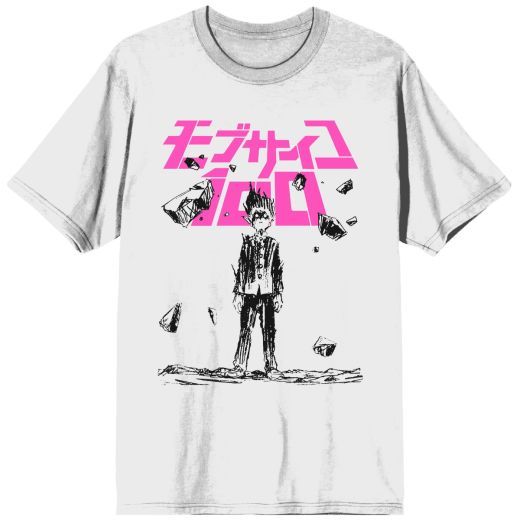 MOB PSYCHO 100 - 2 Colour Sketch Mens White Tee