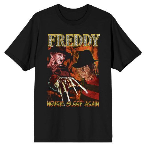 NIGHTMARE ON ELM STREET - Freddy Never Sleep Again Mens Black Tee