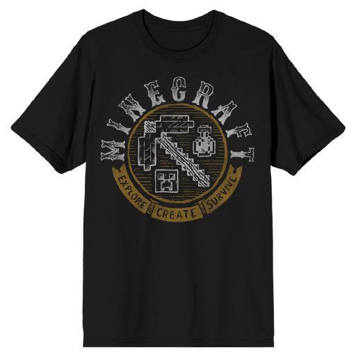 MINECRAFT - Explore Create Survive Adult Black Tee 