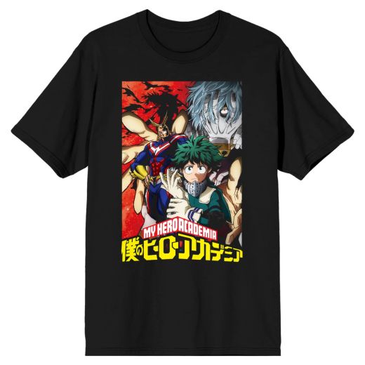 My Hero Academia Izuku Group Poster Black T-Shirt