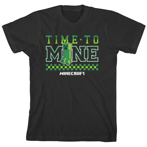 MINECRAFT - Creeper Checkers Boys Tee Black