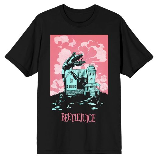 BEETLEJUICE - Sandworm and House Adult Black Tee