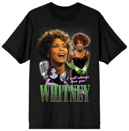 WHITNEY HOUSTON - I Will Always Love You Mens Black Tee